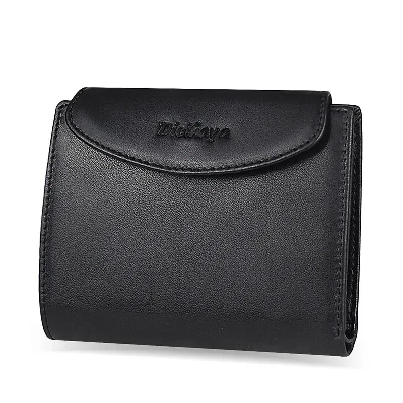 Color: Brown - Genuine Leather Women Wallet Coin Purse For Girls Female Small Portomonee Lady Purse Money Bag Card Holder for Women Mini Clutch