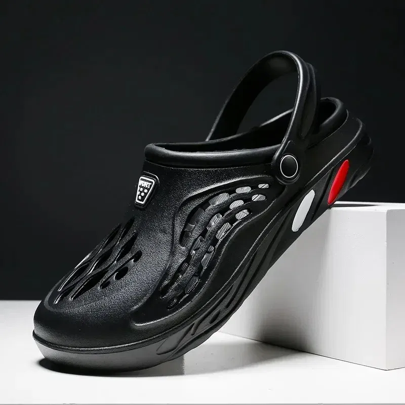 Color: black, Shoe Size: 40 - Clogs Men Sandals Men Shoe Summer Fang Man Hoof Thongs Stamp Garden Beach Black Big Size Slippers for Men's Shoes Zapatos Hombre