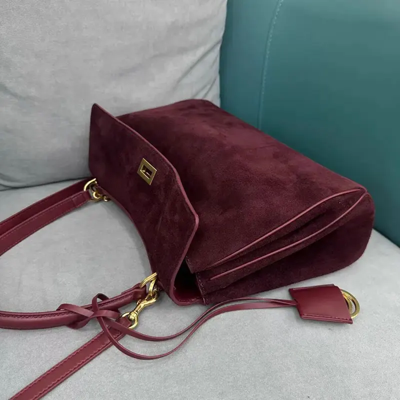 Color: Blue, Size: L - Luxury Design Women Tote Bag Suede Shoulder Bag High Quality Fashion Brown Ladies Handbag Large Capacity Versatile