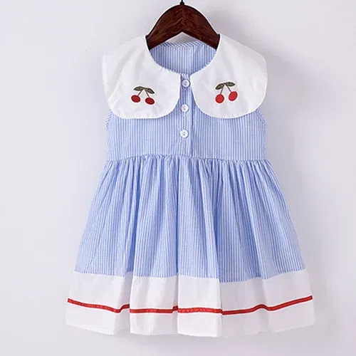 Color: PURPLE, Kid Size: 3M - 2024 New Summer 2-7Yrs Baby Girl Party Dress Sleeveless Cotton Embroidery Splicing Kids Princess Dresses Sister Clothing