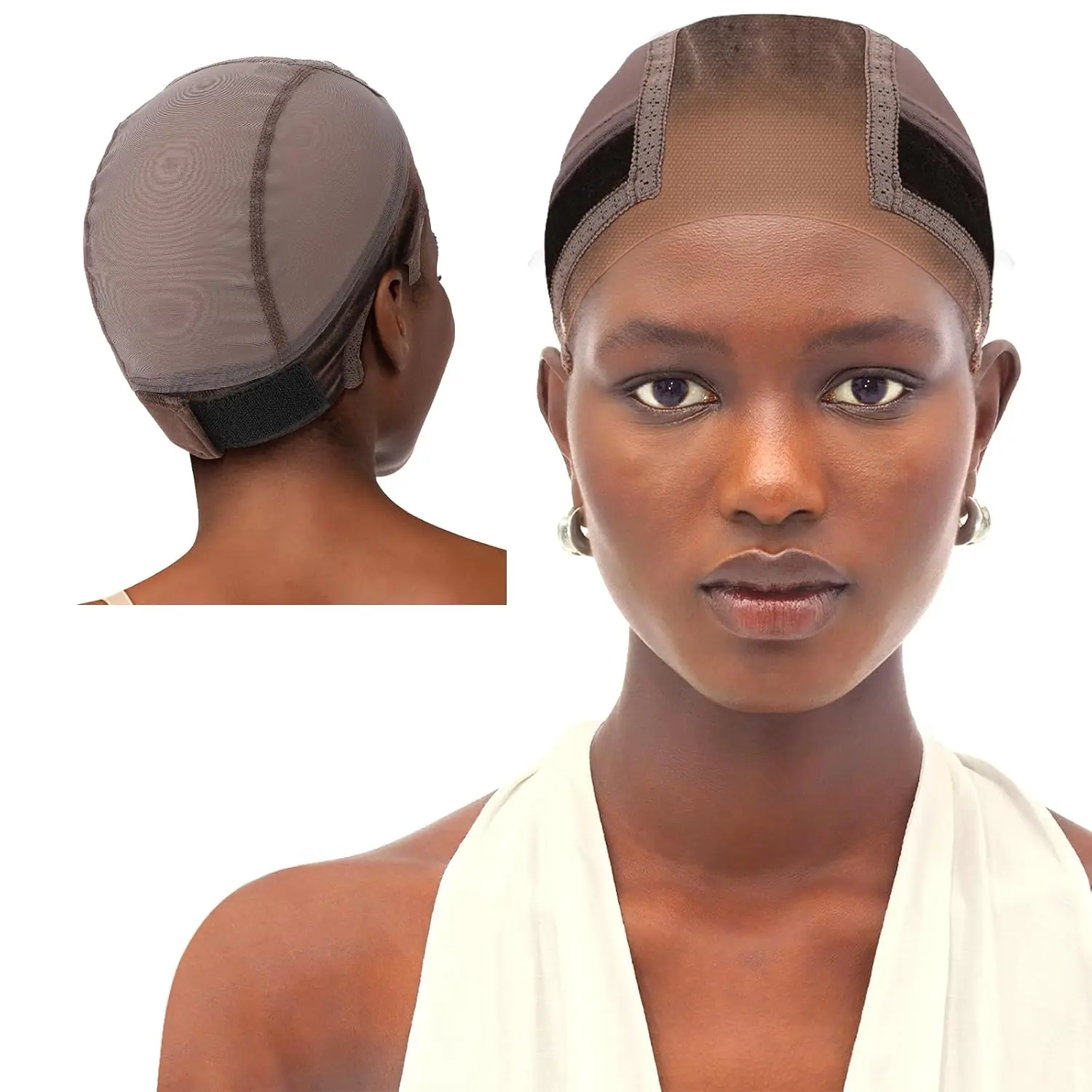 Color: Light Brown - Lace Wig Grip Cap Wig Grip Band for Lace Front Wigs to Keep Wigs in Place, Adjustable Wig Cap with Grip Band Non Slip Cap