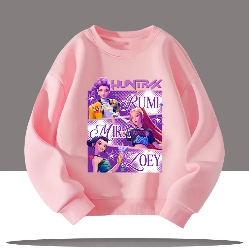Color: PURPLE, Kid Size: 8 - K-pop Demon Hunters New Children's Round-neck Sports Shirt with Cartoon Print - 3-12 Years Old Cute Girl Casual Top