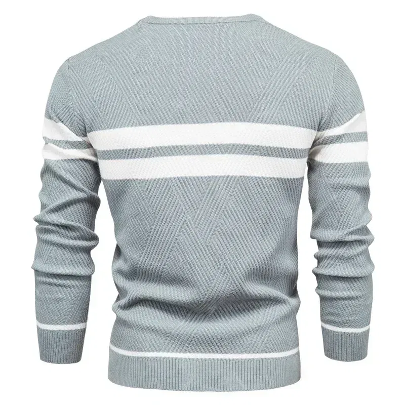 Color: Blue, Size: S - Embroidered LONSDALE Mens Boys Winter Stripe Sweater Thick Warm Pullovers Men's O-neck Basic Casual Slim Comfortable Sweaters