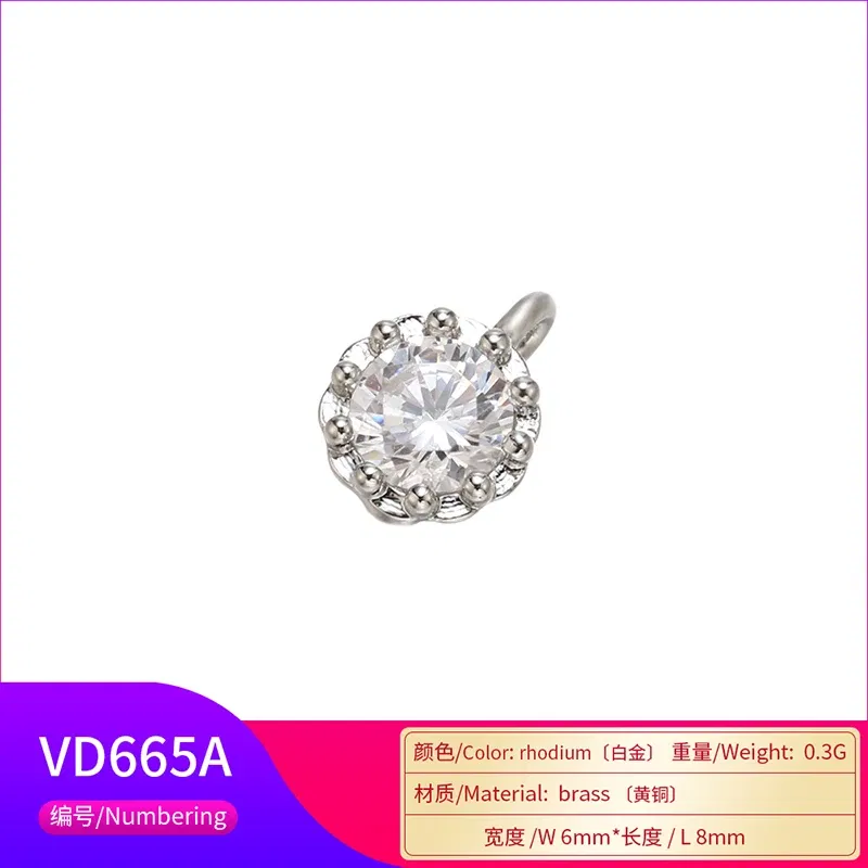 Metal color: BROWN - ZHUKOU 6x8mm Mini Brass Crystal Necklace Pendant for Women DIY Necklace Bracelet Jewelry Pendant Accessories model: VD665