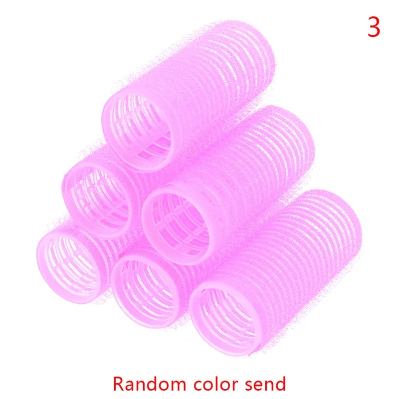 Color: Red - 6 Pcs Hairdressing Home Use DIY Magic Large Self-Adhesive Hair Rollers Styling Roller Roll Hair Curler Beauty Tool 10 Size