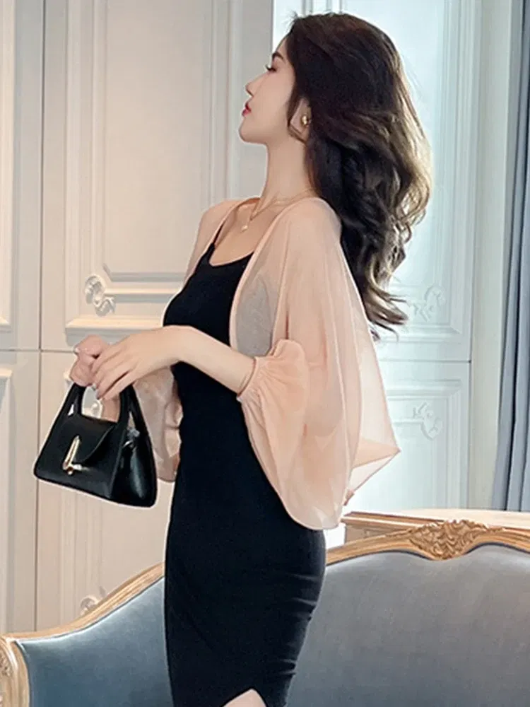 Color: Pink, Size: M, Ships From: CN - 2023 Elegant Chic Sunscreen Tops Women's Summer Thin Cardigan Coat Light Thin Long Sleeve Back Slit Outwear Sheer Loose Jackets