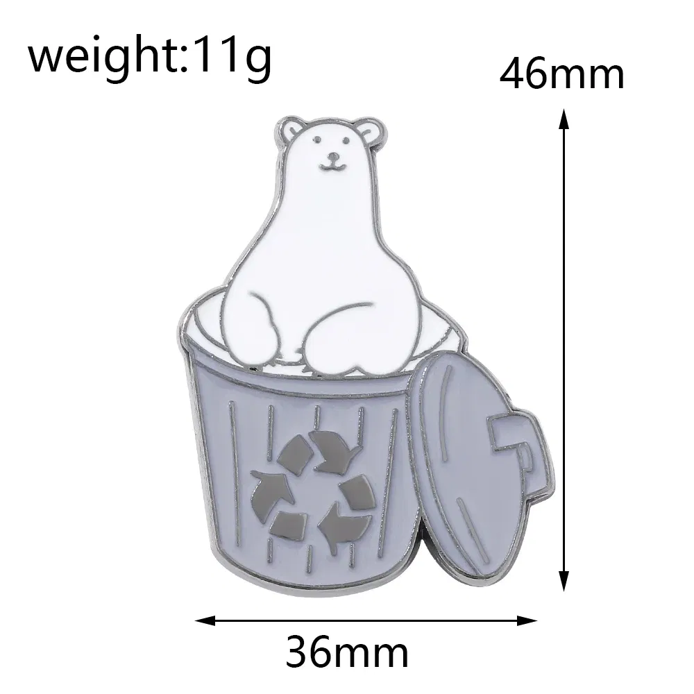 Metal color: Light Yellow Gold Color, Ships From: CHINA - Cartoon Cute Animal Brooch Bear Trash Can Lovely Cat Enamel Pins Badge Lapel Collar Fashion Woman Jewelry Accessories Gifts
