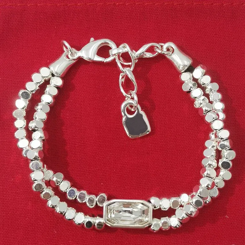 Metal Color: Blue white zinc plated - gift of New Hot Spanish jewelry lightweight luxury jewelry bracelet ladies party exquisite accessories high-quality gifts