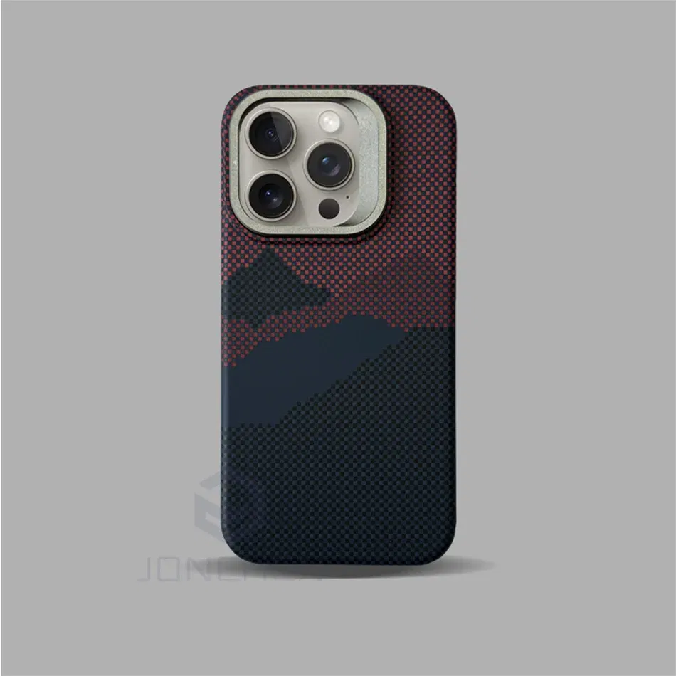 Color: Gold, Material: Neoprene - Luxury Magnetic Stand Metal Lens Relief Carbon Fibre Pattern For Magsafe Case For iPhone 15 14 13 Pro Max Shockproof Back Cover