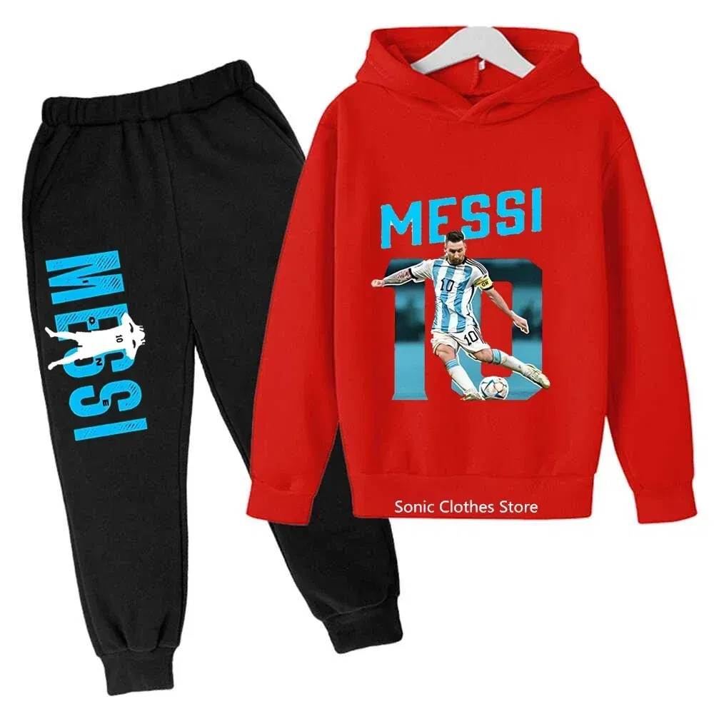 Color: Ivory, Kid Size: 5 - messi avatar printed children's clothing children's autumn and winter hoodies pants 2-piece casual boys and girls suits