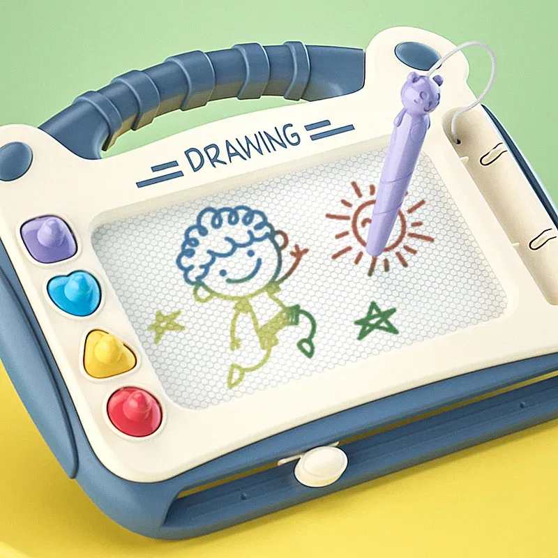 Color: Red - Children Cartoon Drawing Board Baby Puzzle Magnetic Writing Board Toy Graffiti Magnetic Drawing Board Montessori Toy for Kids