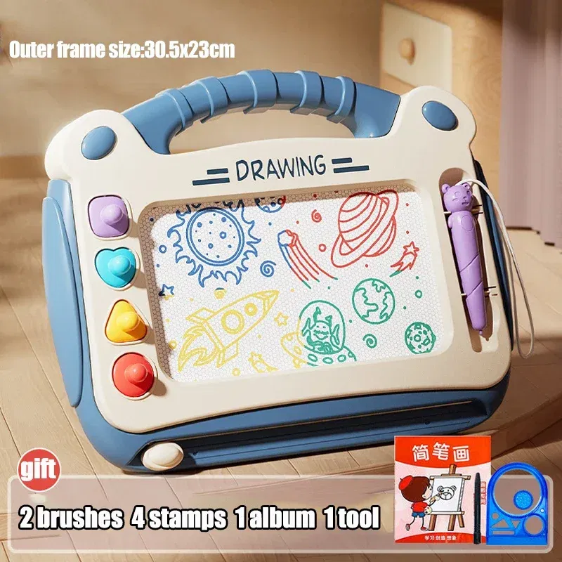 Color: Red - Children Cartoon Drawing Board Baby Puzzle Magnetic Writing Board Toy Graffiti Magnetic Drawing Board Montessori Toy for Kids