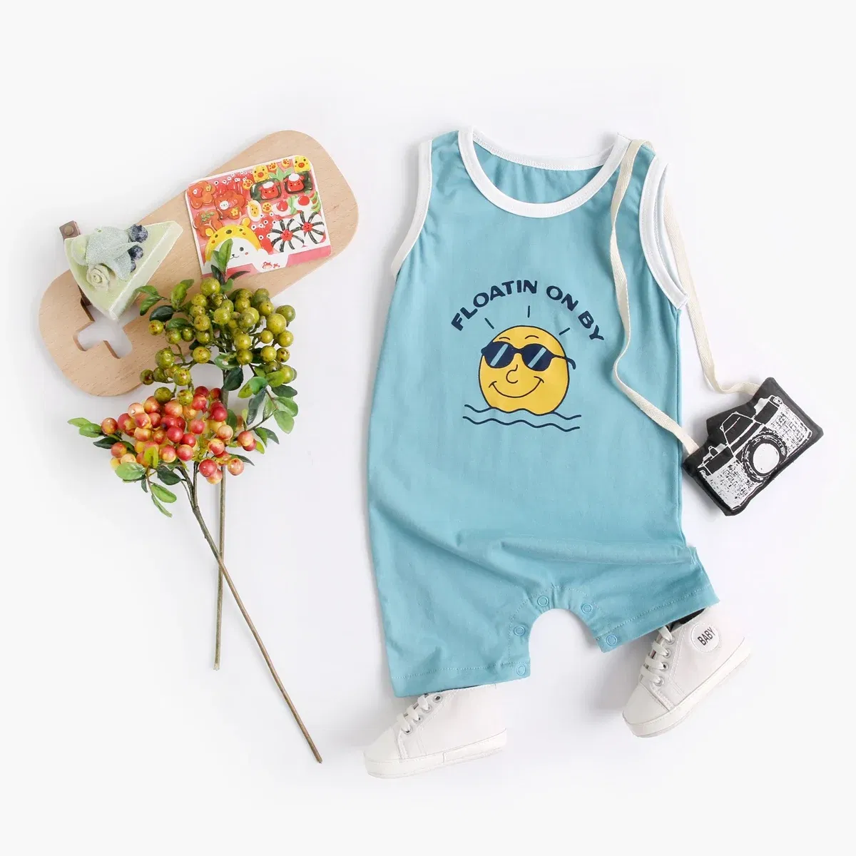 Color: Blue, Kid Size: 6M - Sanlutoz Summer Baby Boys Rompers Short Sleeve Cartoon Toddler Boys Clothing Outfits Fashion