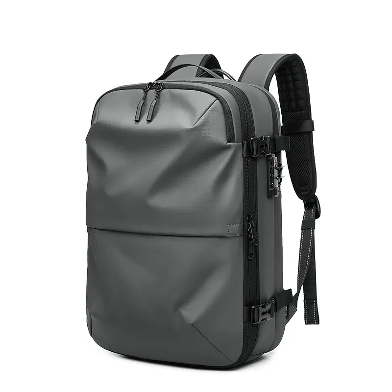 Color: Dark Grey - Men Travel Backpack vacuum compression 17 inch Laptop Backpack Business Large Capacity school Backpack Expanded Hiking backpack