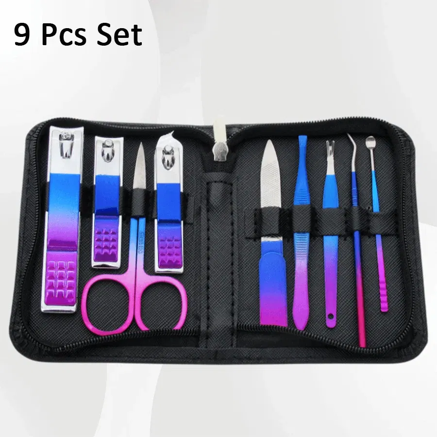 Color: Red - 6-18pcs Set Professional Stainless Steel Manicure & Pedicure Kit Precision Nail Care with Travel Case with Nail Clipper Scissor