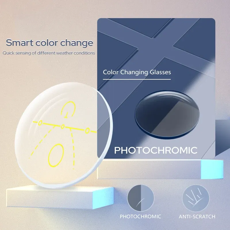 Lenses Color: GRAY, Ships From: CHINA, Lens Index: 1.67 - VICKI Multifocal Progressive Photochromic CR-39 Resin Aspheric Spectacle Lenses Myopia & Hyperopia UV400 Sun Protection Lenses