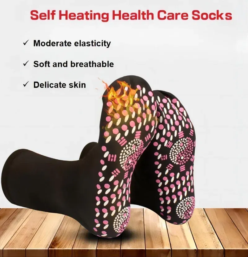 Color: WHITE - 1/5pairs Tourmaline Self-Heating Socks Winter Warm Thermal Health Care Socks Slimming Health Short Sock Magnetic Therapy Sock
