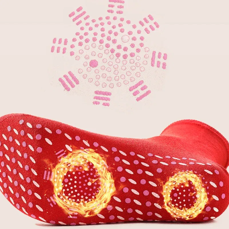 Color: WHITE - 1/5pairs Tourmaline Self-Heating Socks Winter Warm Thermal Health Care Socks Slimming Health Short Sock Magnetic Therapy Sock