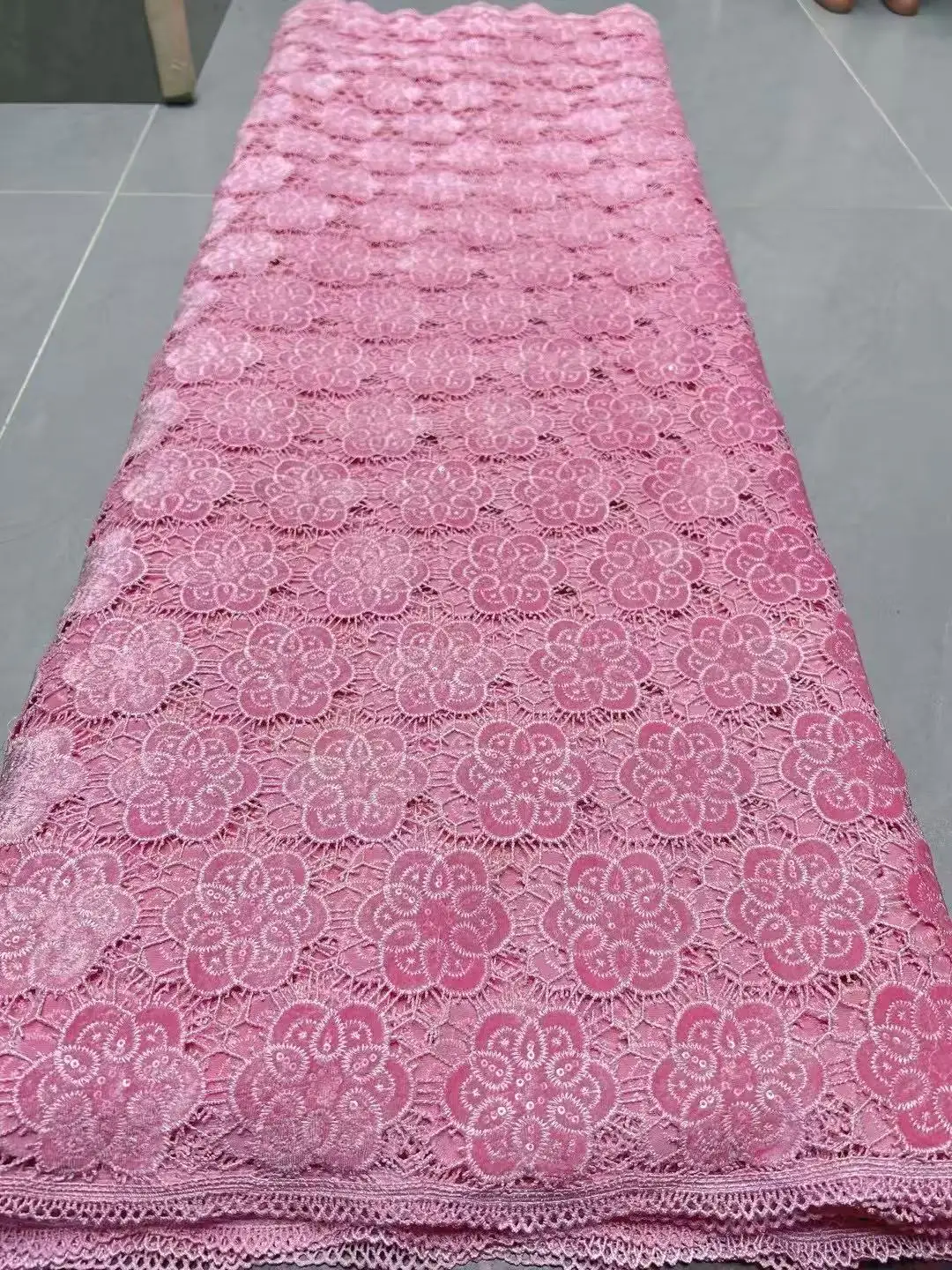 Color: Gold, Width: 120cm, Length: 5 yards - Laser Cut Guipure Velvet Lace Fabric 2025 African Nigerian French Velvet Lace Fabric Luxury Korea Lace For Wedding Party Sewing