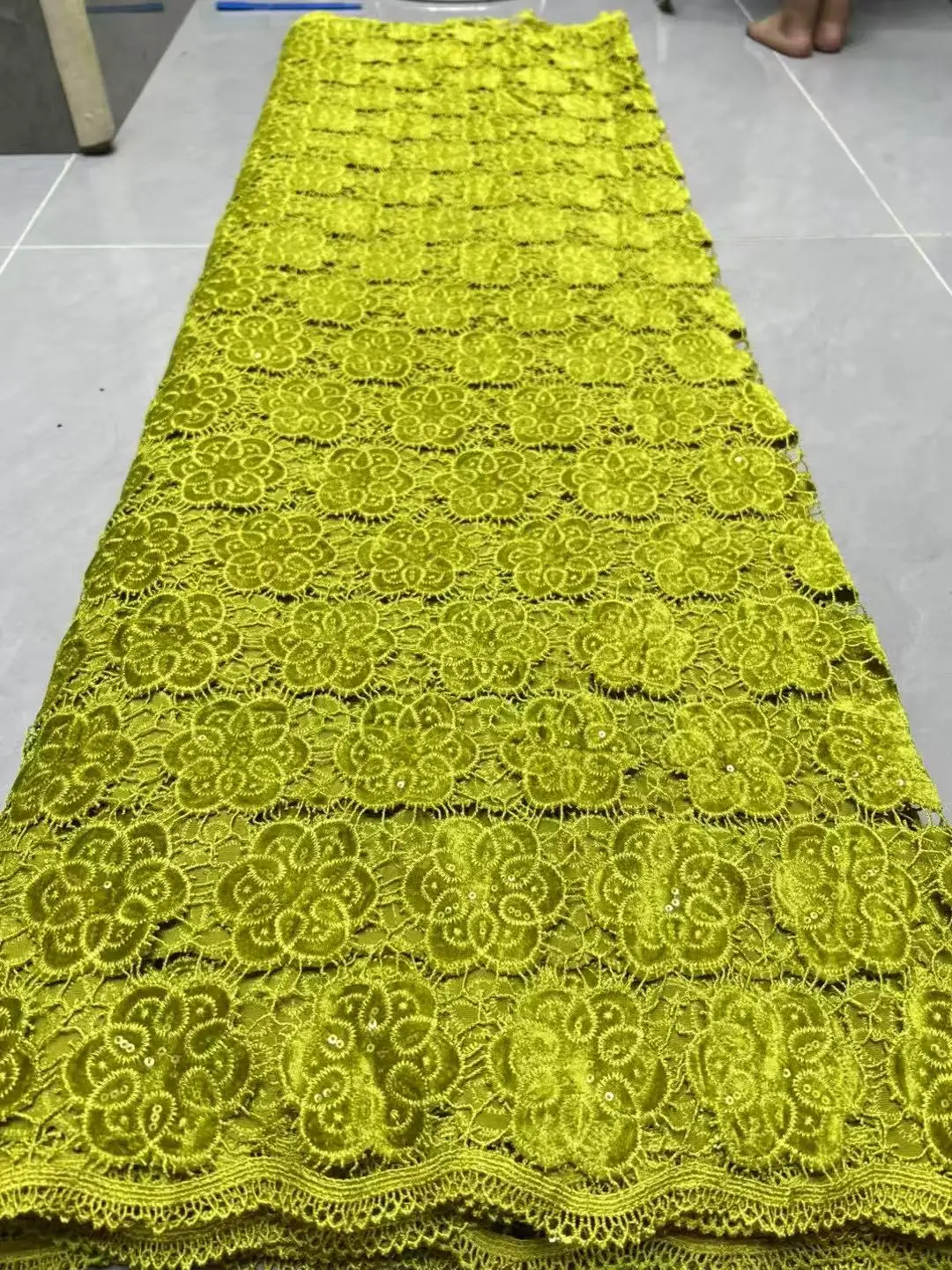 Color: Gold, Width: 120cm, Length: 5 yards - Laser Cut Guipure Velvet Lace Fabric 2025 African Nigerian French Velvet Lace Fabric Luxury Korea Lace For Wedding Party Sewing