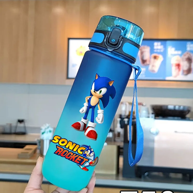 Color: Red - new Sonic the Hedgehog Frosted Progressive Color Water Child Cup Outdoor Large Capacity Sport Flip Cover Drinking Birthday gift