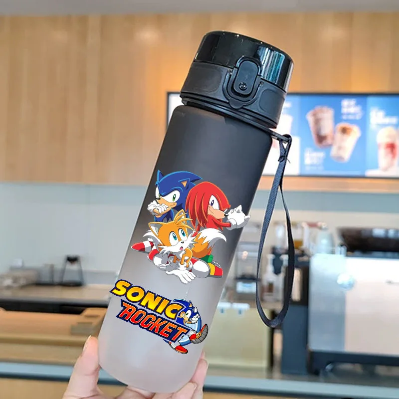 Color: Red - new Sonic the Hedgehog Frosted Progressive Color Water Child Cup Outdoor Large Capacity Sport Flip Cover Drinking Birthday gift