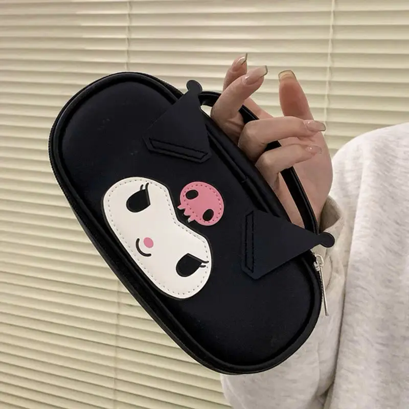 Color: Red - Sanrio Women Makeup Bag Kuromi Melody Cute PU Toiletries Cosmetic  Organizer Zipper Bag Travel Wash Pouch Female Make Up Bags