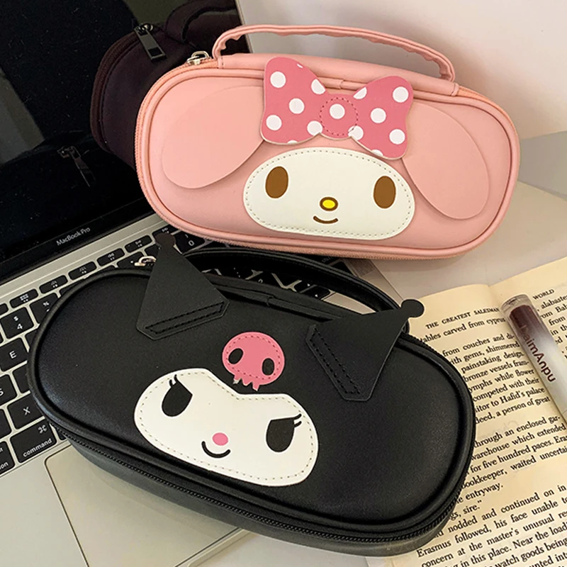 Color: Red - Sanrio Women Makeup Bag Kuromi Melody Cute PU Toiletries Cosmetic  Organizer Zipper Bag Travel Wash Pouch Female Make Up Bags