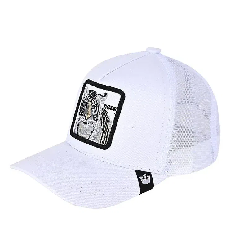 Color: Beige - Baseball Caps Men Women Snapback Hip Hop Cap With Fashion Animals Embroidery Summer Breathable Mesh Trucker Caps Streetwear Bone