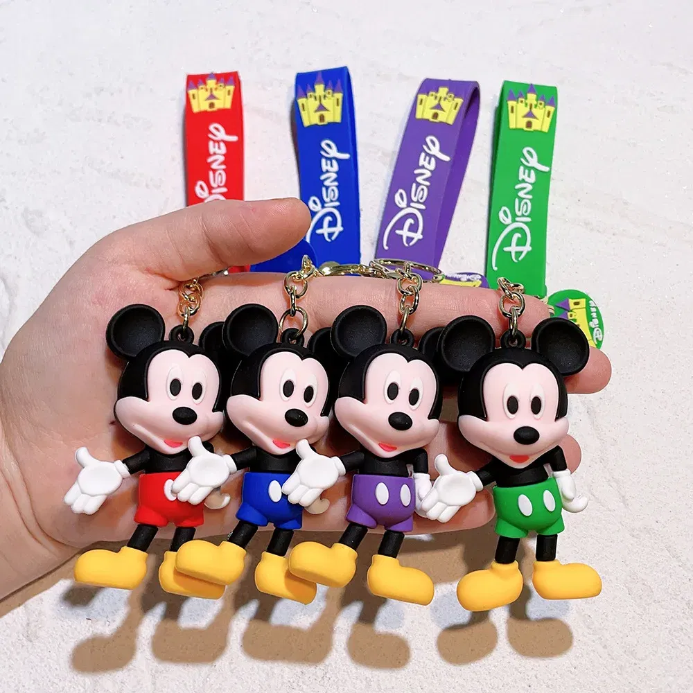 Color: plum - Disney Mickey Keychain Cartoon Stitch Cute Minnie Keyring Anime Student Bag Hanging All-match Car Key Chain Christmas Gifts