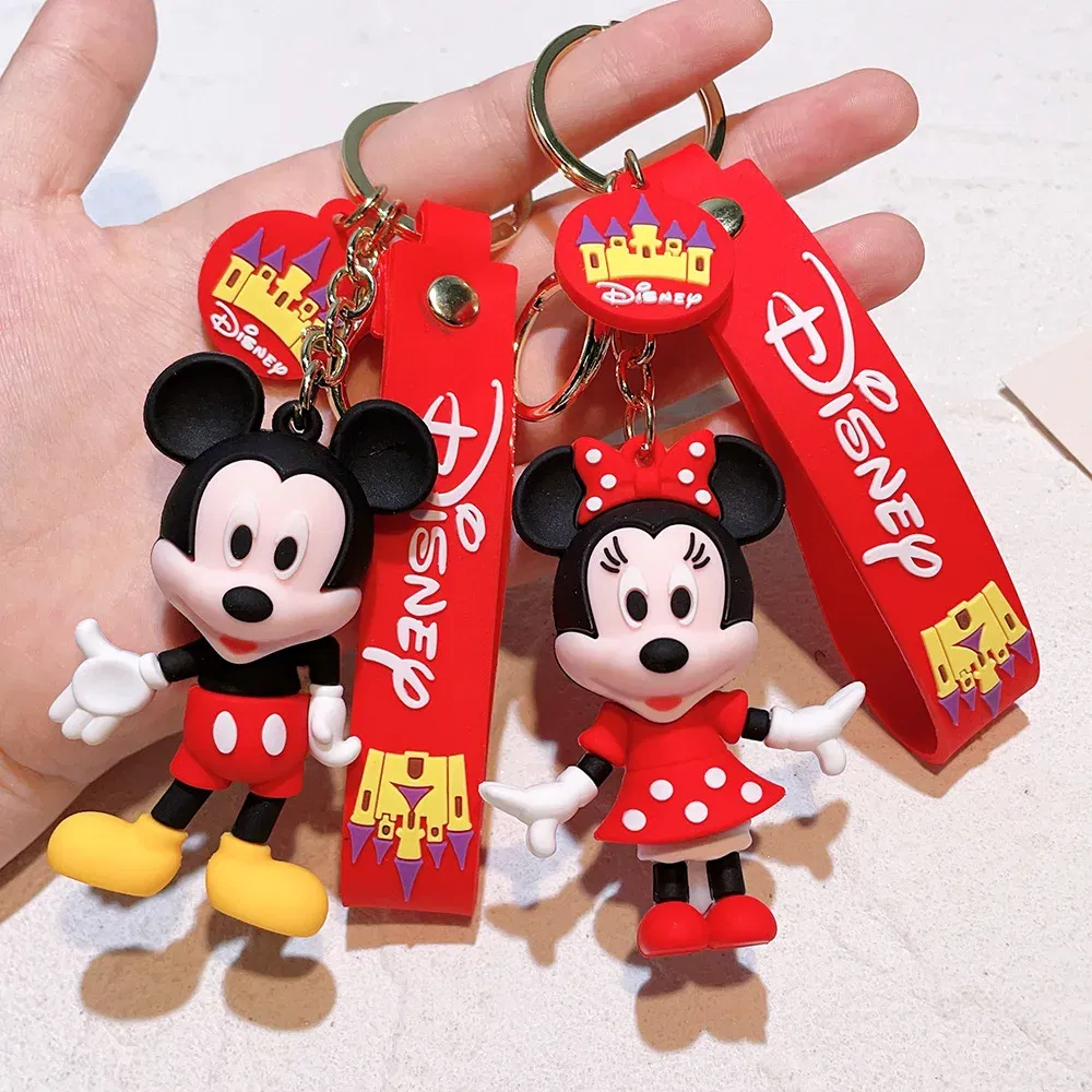 Color: plum - Disney Mickey Keychain Cartoon Stitch Cute Minnie Keyring Anime Student Bag Hanging All-match Car Key Chain Christmas Gifts