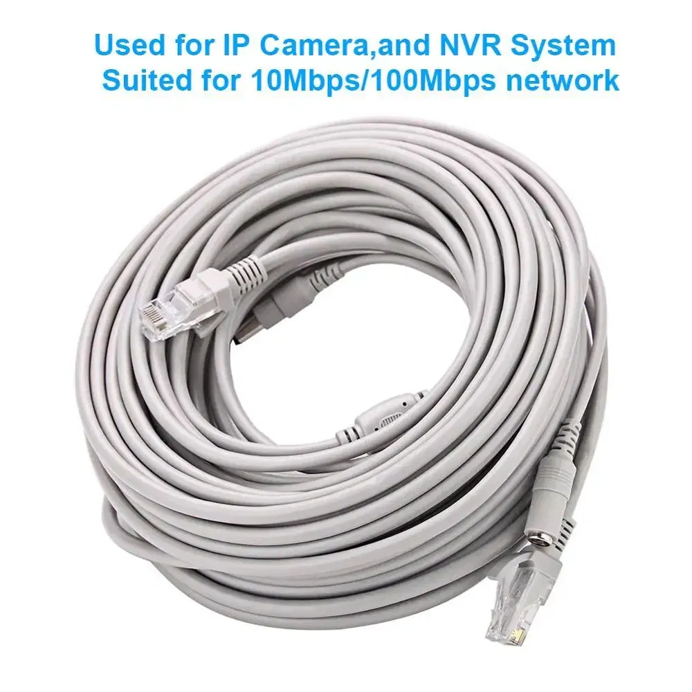 Color: WHITE, Cable Length: 20m - CCTV Cable RJ45 for Video Surveillance Cable Camera Ethernet Network DC Power 2 in 1 Network Extension Lan 5/10/15/20m IP Camera