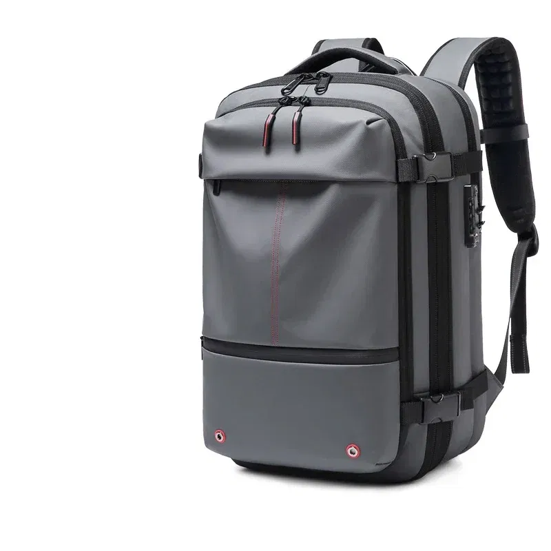 Color: Dark Khaki - Travel Men 17 inch Laptop Backpack vacuum compression Backpack Business Large Capacity school Backpack expand outdoor backpack