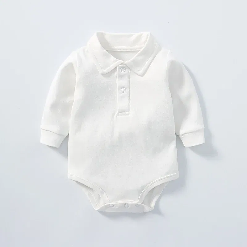 Color: Dark Grey, Kid Size: 9M - New Arrived Cotton Winter Autumn Baby Romper Baby Bodysuits Long Sleeve Polo Romper for Baby Girls Boys
