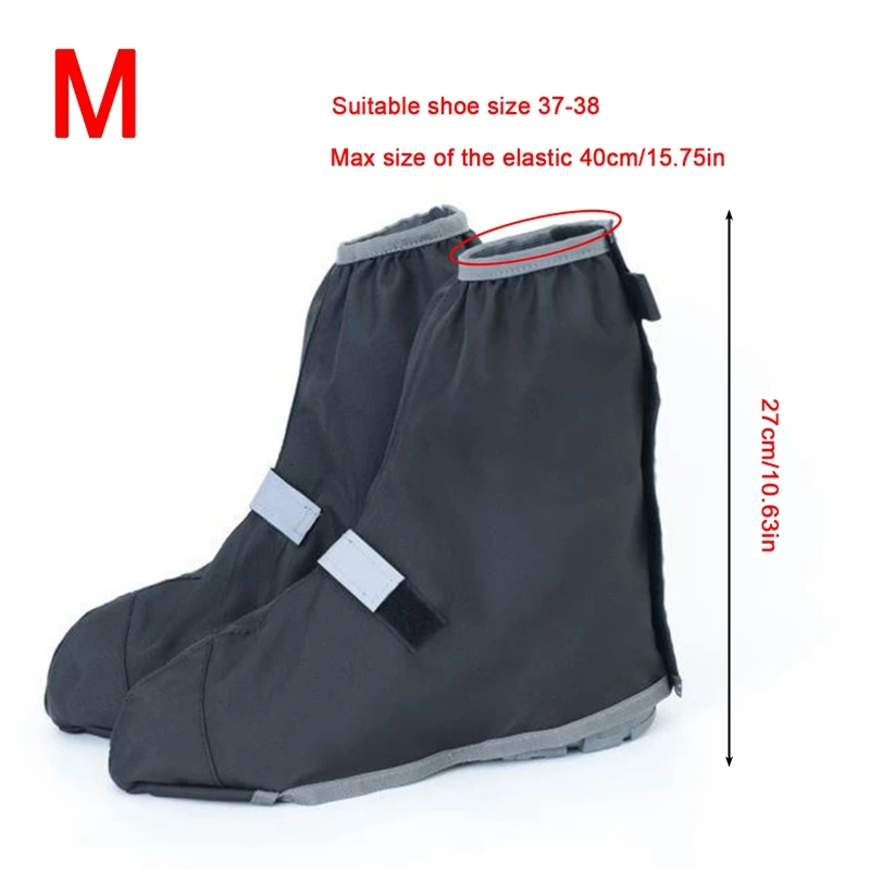 Color: black - Rainy Snowy Day Reusable Shoe Cover Hiking Fishing Motorcycle Cycling Rainproof Oxford Waterproof Boot Shoes Overshoes Protector