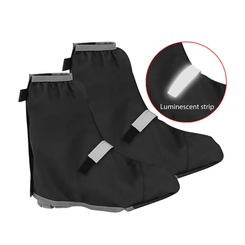 Color: black - Rainy Snowy Day Reusable Shoe Cover Hiking Fishing Motorcycle Cycling Rainproof Oxford Waterproof Boot Shoes Overshoes Protector