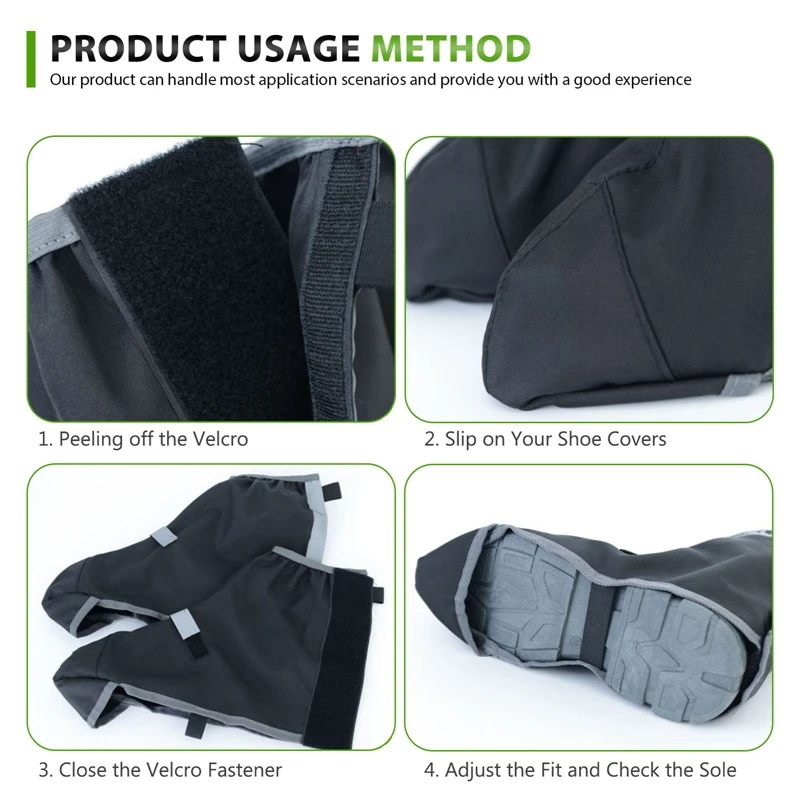 Color: black - Rainy Snowy Day Reusable Shoe Cover Hiking Fishing Motorcycle Cycling Rainproof Oxford Waterproof Boot Shoes Overshoes Protector