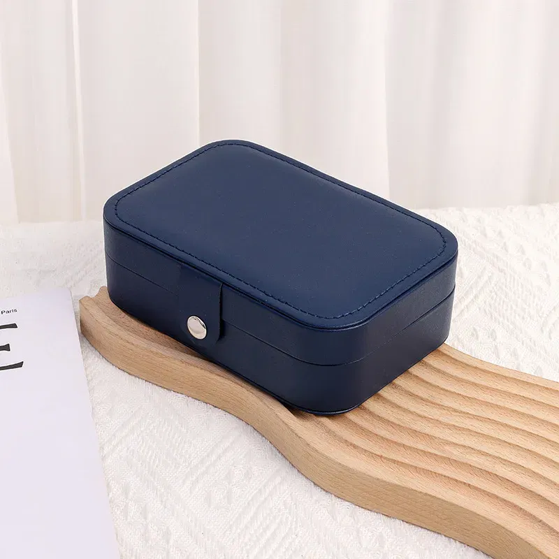 Color: PURPLE - 2023 Portable Jewelry Box Jewelry Organizer Display Travel Jewelry Case Boxes Button Leather Storage Zipper Jewelers Joyero