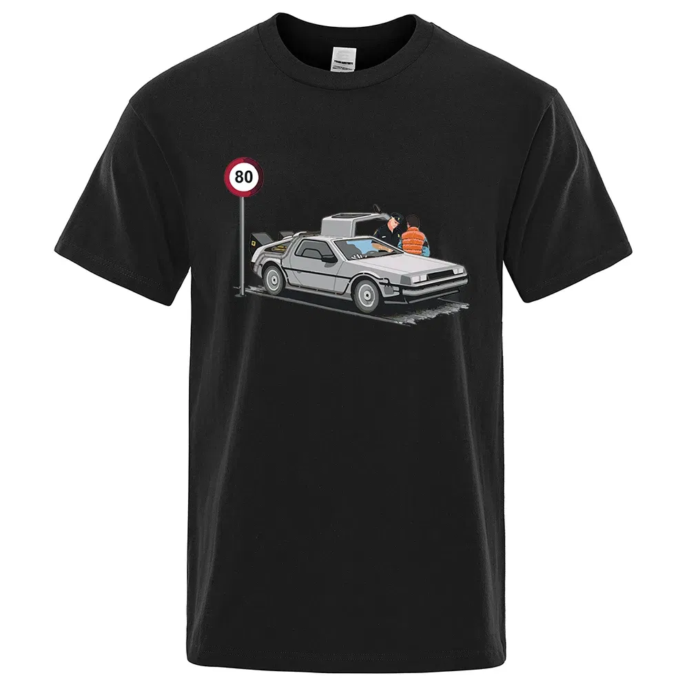 Color: black, Size: XL - I Was Caught Speeding Funny Printed T-Shirts Men Fashion Casual Short Sleeves Loose Oversized T Shirt Breathable Cotton Tees