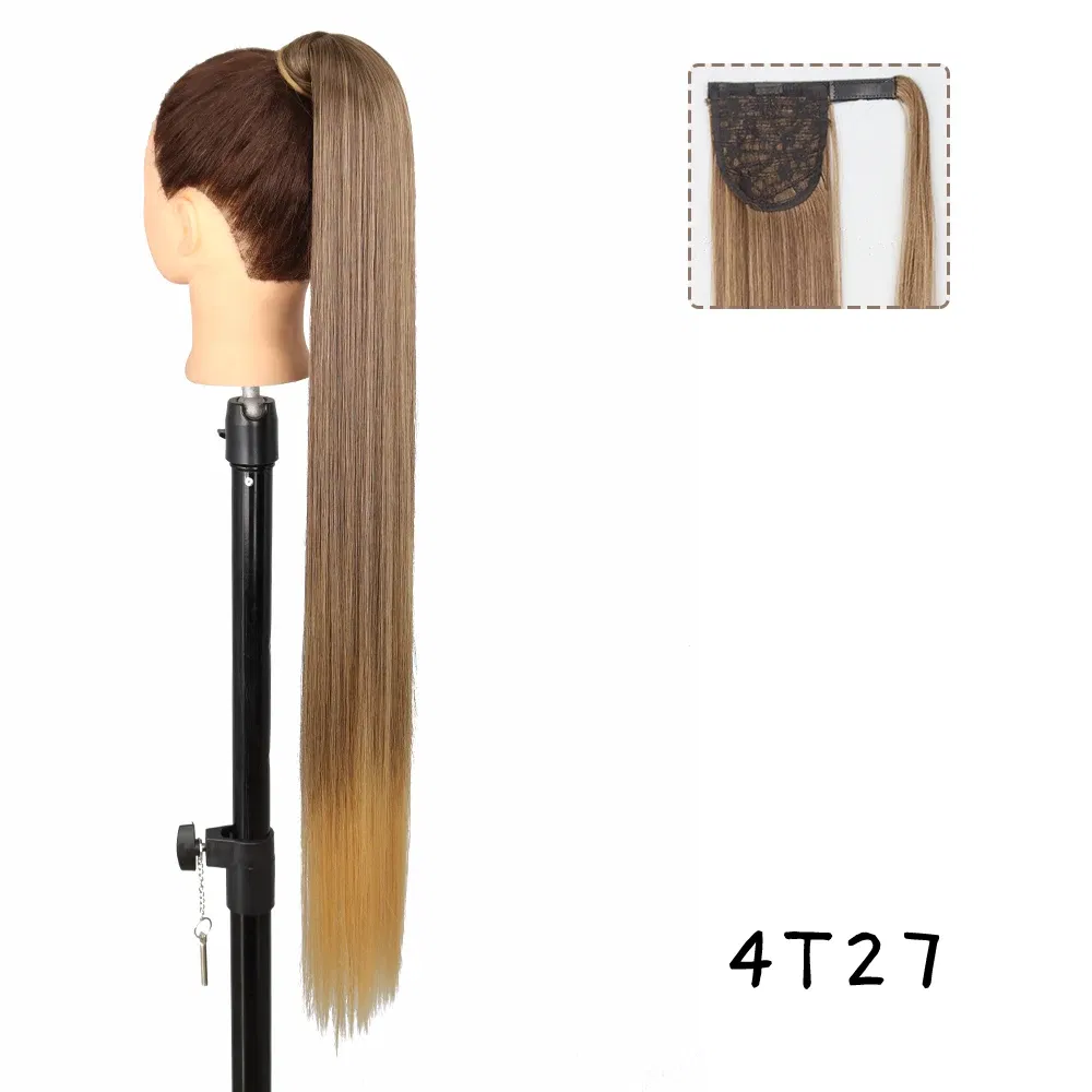 Color: 1B/30HL, Stretched Length: 34inches - AZQUEEN Straight Synthetic Hairpiece With Ponytail 85cm Super Long Wrap Around Clip In Hair Extensions Pony Tail For Daily Wear