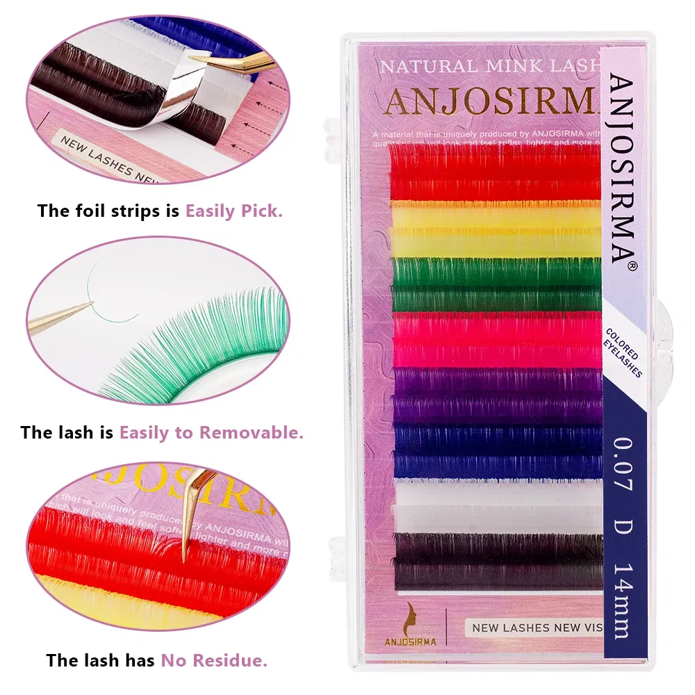 Curl: D, Thickness: 0.07mm, Length: 8mm, Ships From: CHINA - ANJOSIRMA Mix Color eyelashes Make up High Quality Soft Natural Synthetic Mink Rainbow Eyelash Extension Supplies 8 Colors Mix