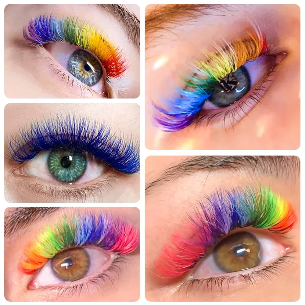 Curl: D, Thickness: 0.07mm, Length: 8mm, Ships From: CHINA - ANJOSIRMA Mix Color eyelashes Make up High Quality Soft Natural Synthetic Mink Rainbow Eyelash Extension Supplies 8 Colors Mix