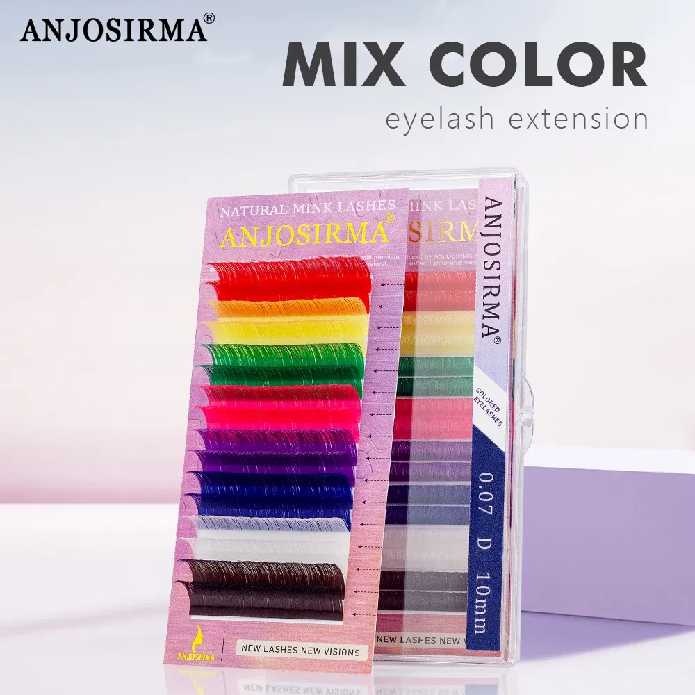 Curl: D, Thickness: 0.07mm, Length: 8mm, Ships From: CHINA - ANJOSIRMA Mix Color eyelashes Make up High Quality Soft Natural Synthetic Mink Rainbow Eyelash Extension Supplies 8 Colors Mix