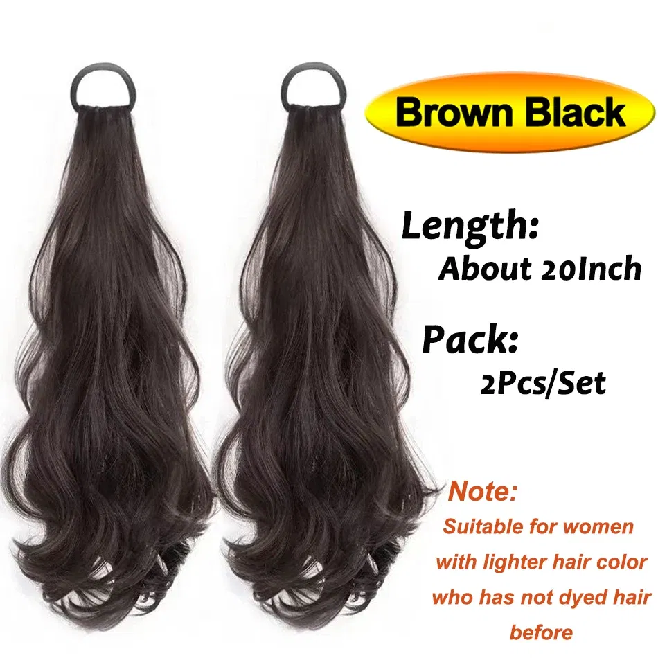 Color: 4/27HL, Stretched Length: 20inches - Synthetic Ponytails Hair Extension With Rubber Band Long Curly Wavy Layered Ponytail For Women Daily Use Heat Resistant Hair Wig