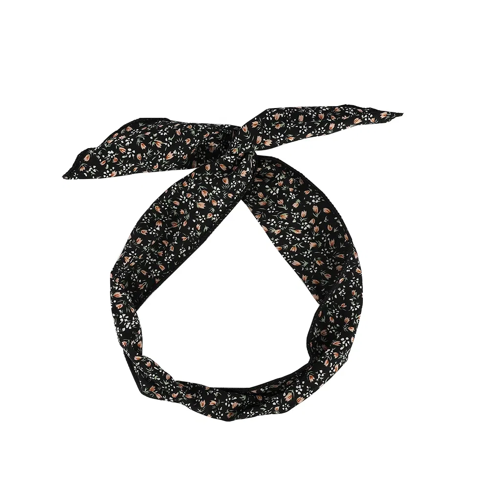 Color: Lavender, Ships From: CN - Bunny Ears With Iron Wire Headband Printed Fabric Women Girls Scrunchies Hairband Hair Band Holder Accessories Headdress