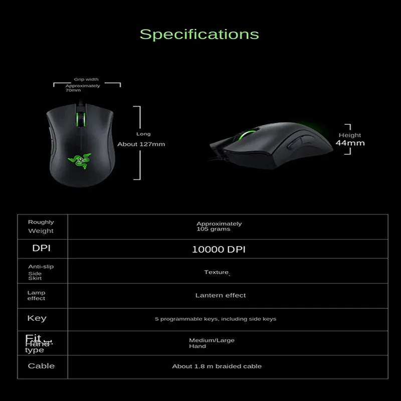 Color: green - Mouse RazerPurgatory Viper Standard Edition 6400DPI Wired Gaming Mouse Brand Merchandise Birthday Gift Graduation Gift Wholesale