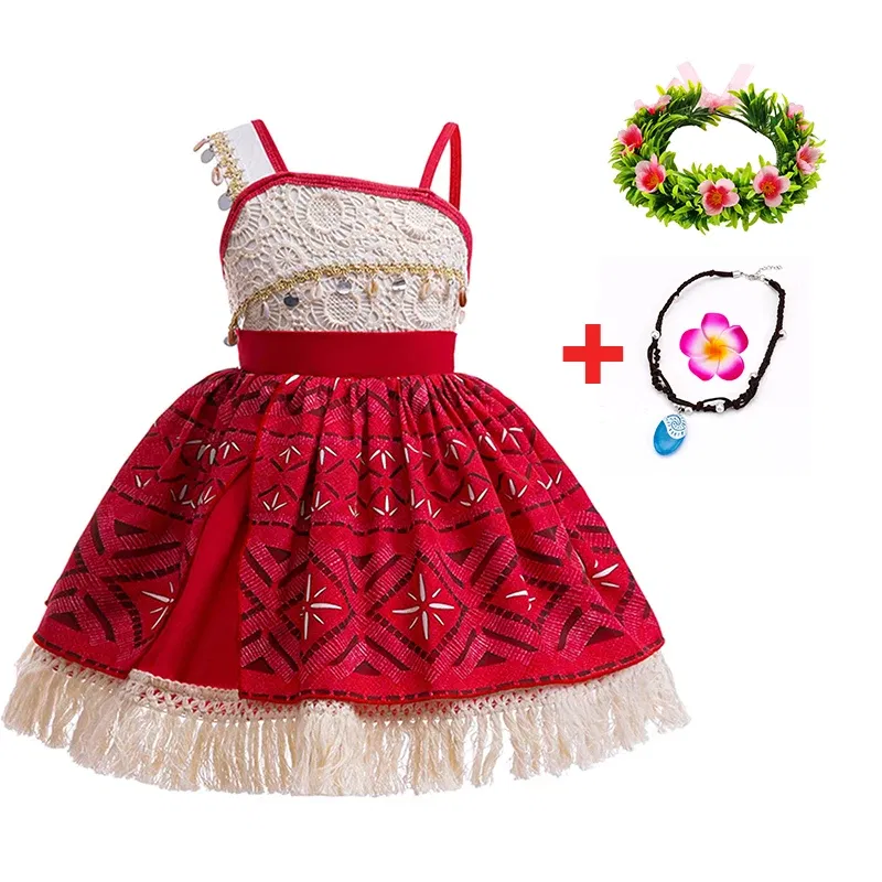 Color: Khaki, Kid Size: 13 - Disney New Moana Dress Costumes Kids Girl Cosplay Toddler Movie Ocean Adventure Infant Frock Halloween Party With Chick Clothes