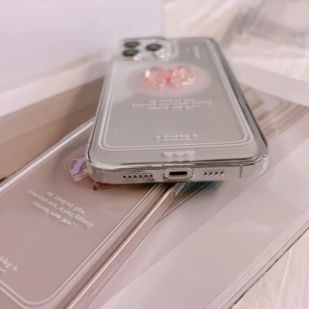 Material: nylon, Color: WHITE - NEW 3D Bow Transparent Mobile Phone Case For IPhone 15 14 Plus 13 Pro Max 12 Pro 11 Stereo Crystal Candy Cute Full Soft Cover