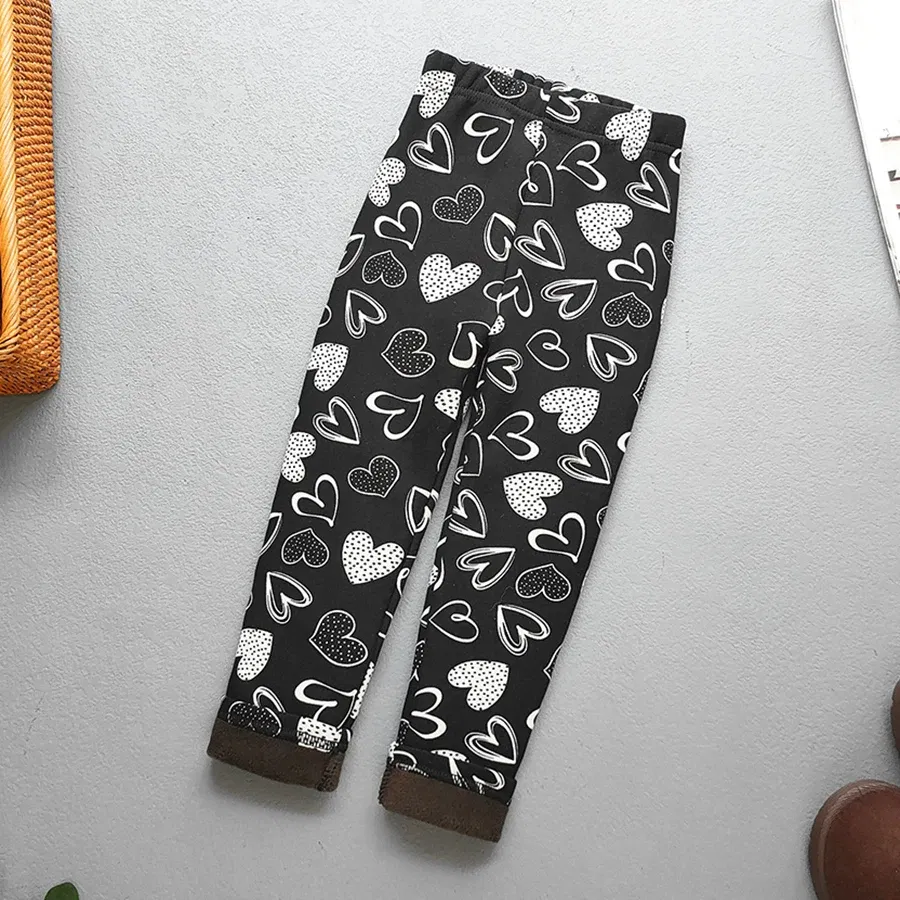 Color: SKY BLUE, Kid Size: 2T - Autumn Winter Print Flowers Thick Warm Kids Toddler Baby Girls Leggings Children's Pants