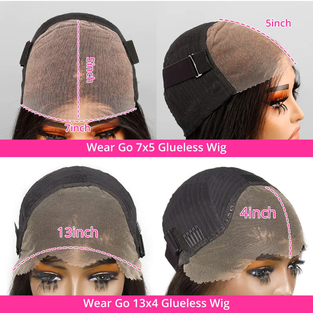 Hair Color: #1, Ships From: CHINA, Stretched Length: 10inches, Density: 180% - Wear And Go Glueless Bob Wig Human Hair 7x5 HD Lace Closure Human Hair Pre Plucked  No Glue Pre Cut Ready To Wear Frontal Wig